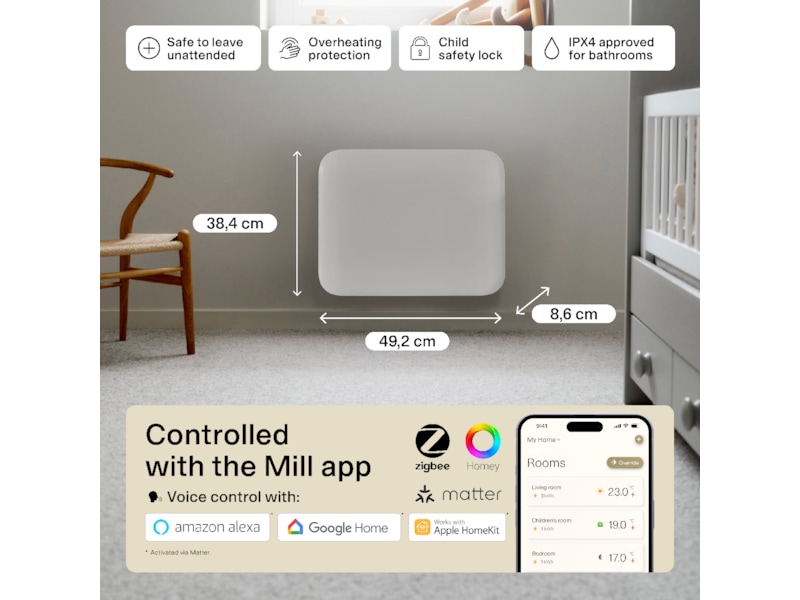 Mill Invisible Smart WiFi Gen 4 panelradiator 400W Panelelement