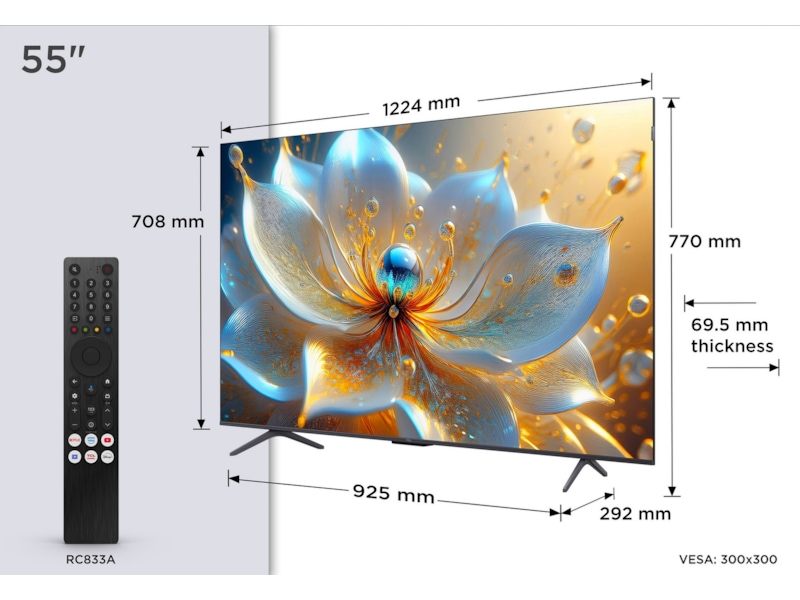 TCL 55" T8C 4K QLED Google TV (2025) 50 - 59 tums TV