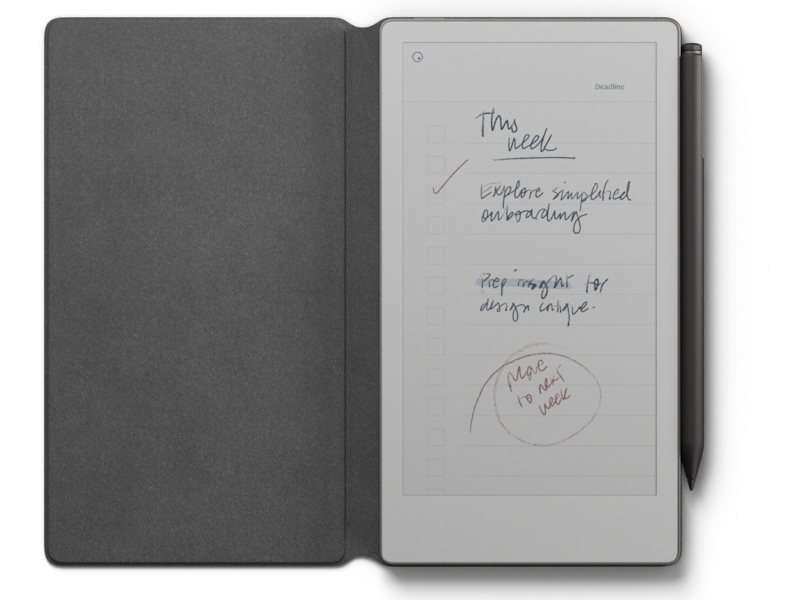reMarkable Paper Pro Move 7,3" inkl. Marker Plus & Book Folio (svart skinn) Digitala anteckningsblock