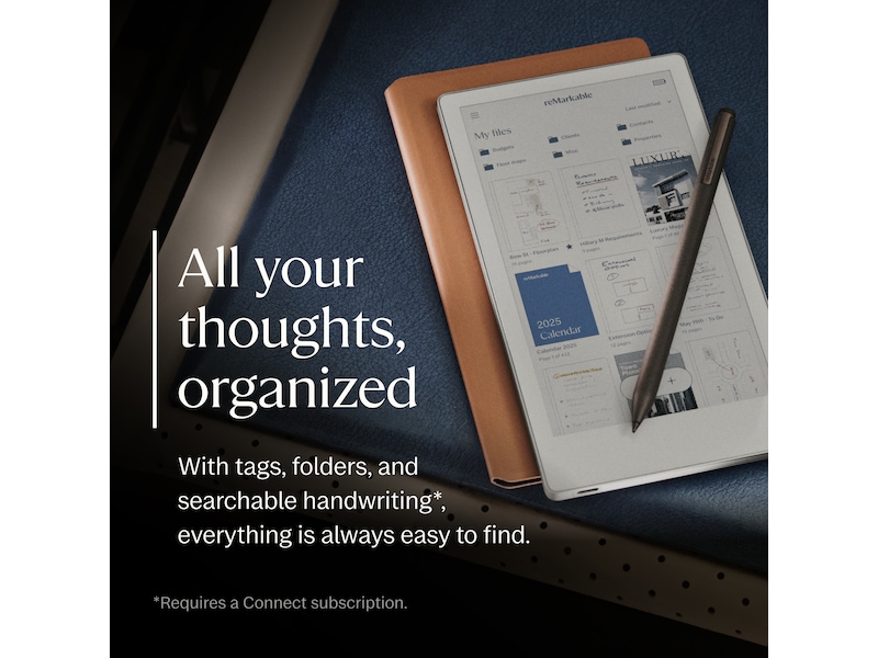 reMarkable Paper Pro Move 7,3" inkl. Marker Plus & Book Folio (svart skinn) Digitala anteckningsblock