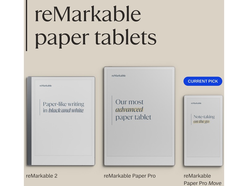 reMarkable Paper Pro Move 7,3" inkl. Marker Plus & Book Folio (svart skinn) Digitala anteckningsblock