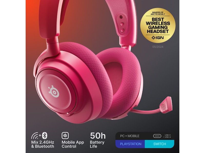 SteelSeries Arctis Nova 7 Gen 2 Trådlöst gamingheadset (magenta) -B-Grade Demo headset