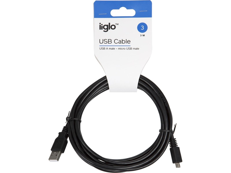 USB-A till USB Micro-B kabel 3m (svart) USB-kablar