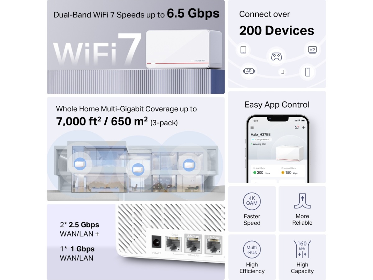 Mercusys Halo H37BE BE6500 Mesh 3-pack Router