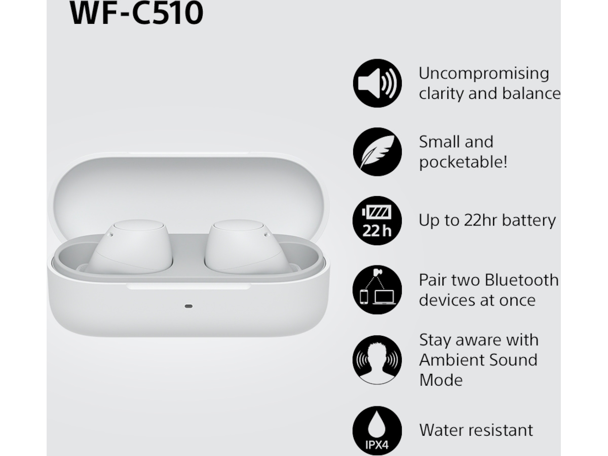 Sony WH-1000XM5 trådlösa hörlurar, Over-Ear (silver) + WF-510 Buds Hörlurar