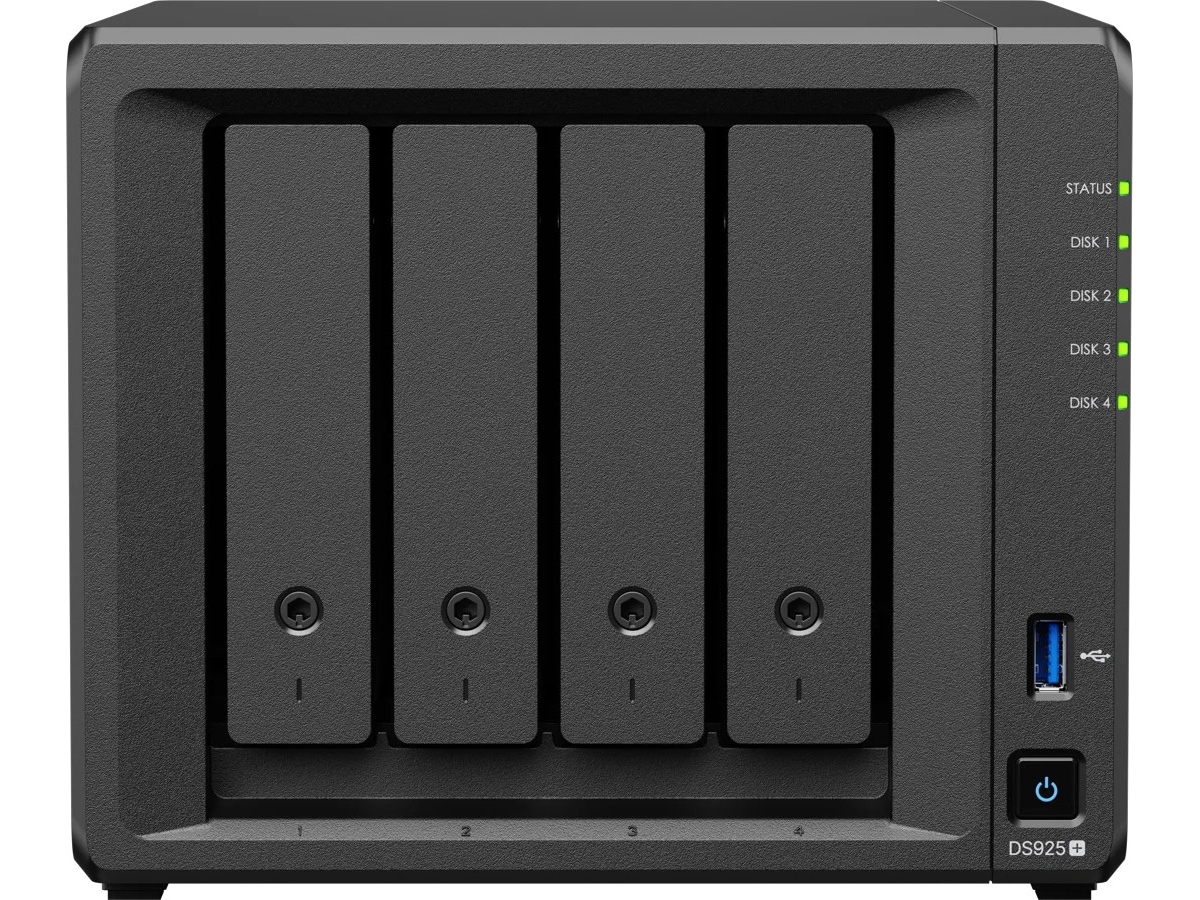 Synology DS925+ skrivbordsmodell, 4 fack, fyrkärnig, 4GB DDR4 RAM Nätverkslagring (NAS)