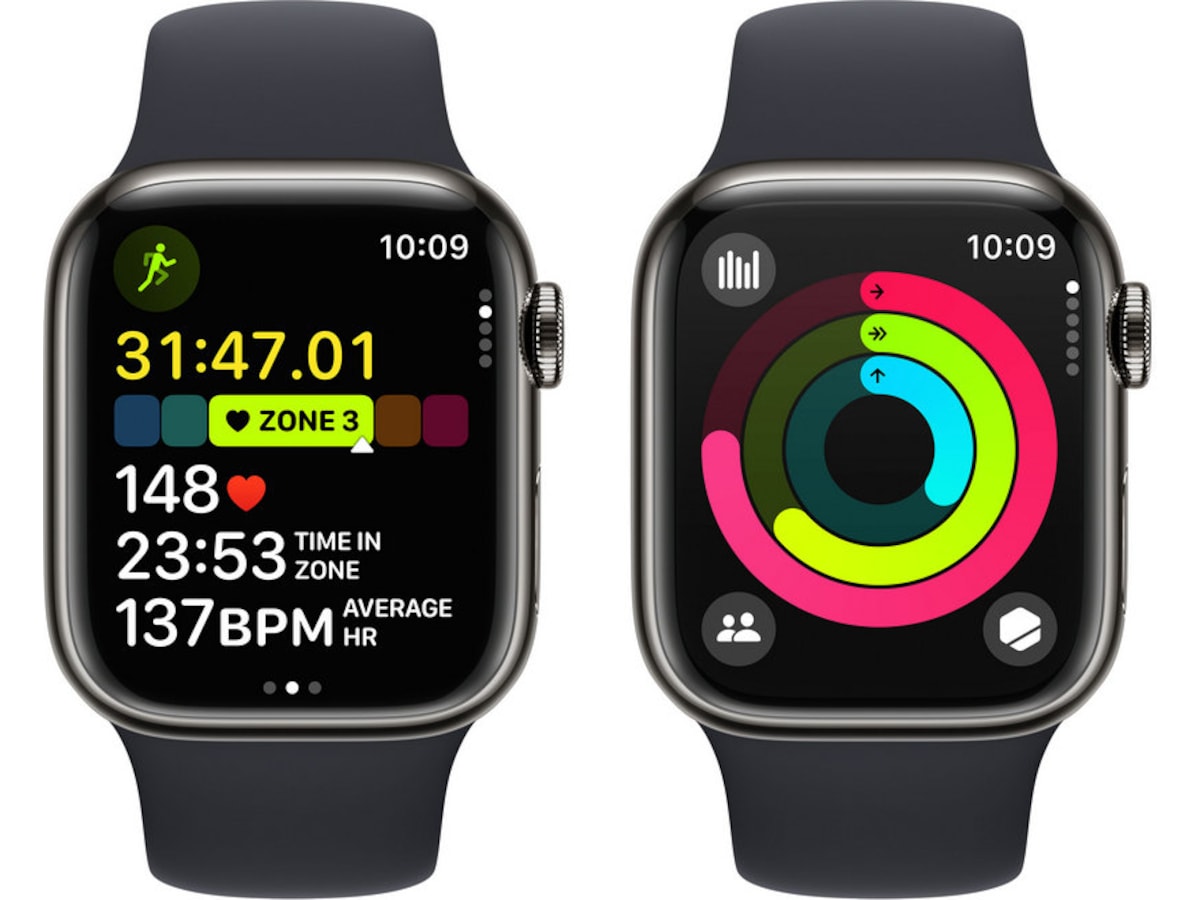 Apple Watch Series 9 GPS + LTE 41mm Rostfritt stål (grafit) Smartwatches