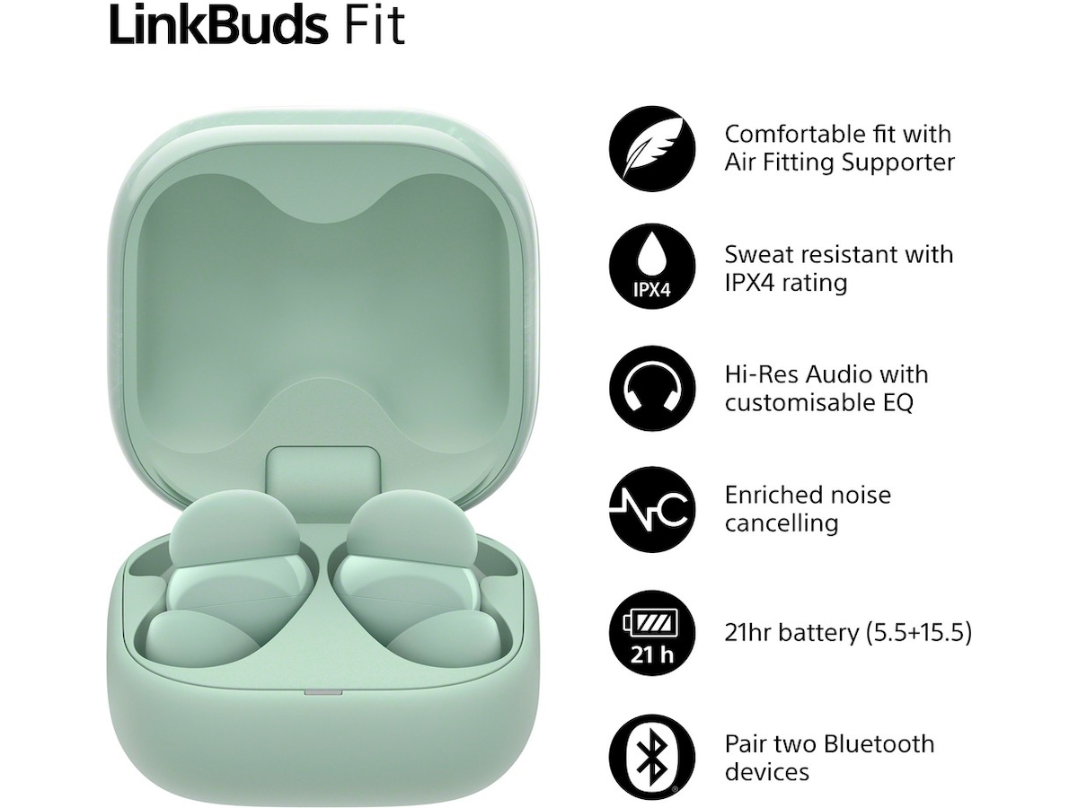 Sony Linkbuds Fit trådlösa öronsnäckor, In-Ear (grön) In-ear hörlurar