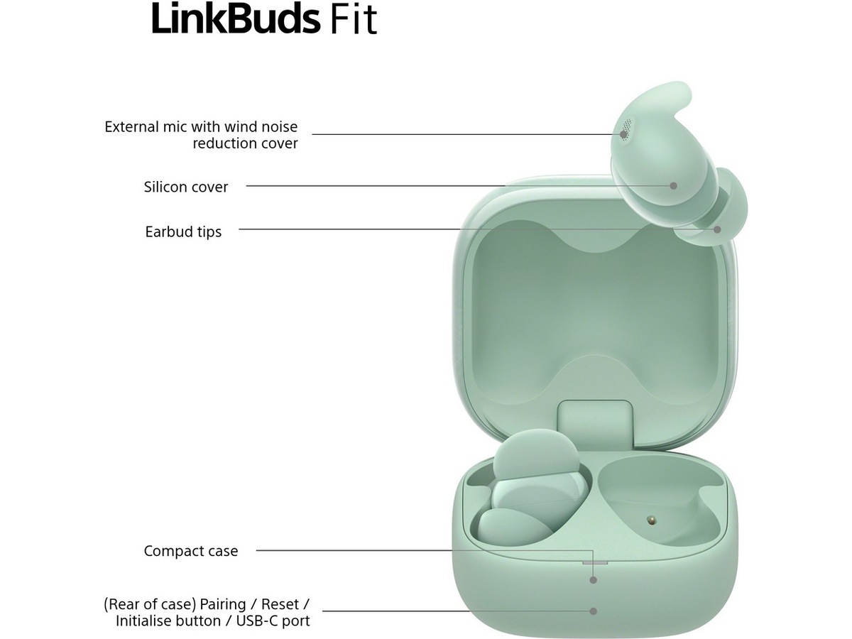 Sony Linkbuds Fit trådlösa öronsnäckor, In-Ear (grön) In-ear hörlurar