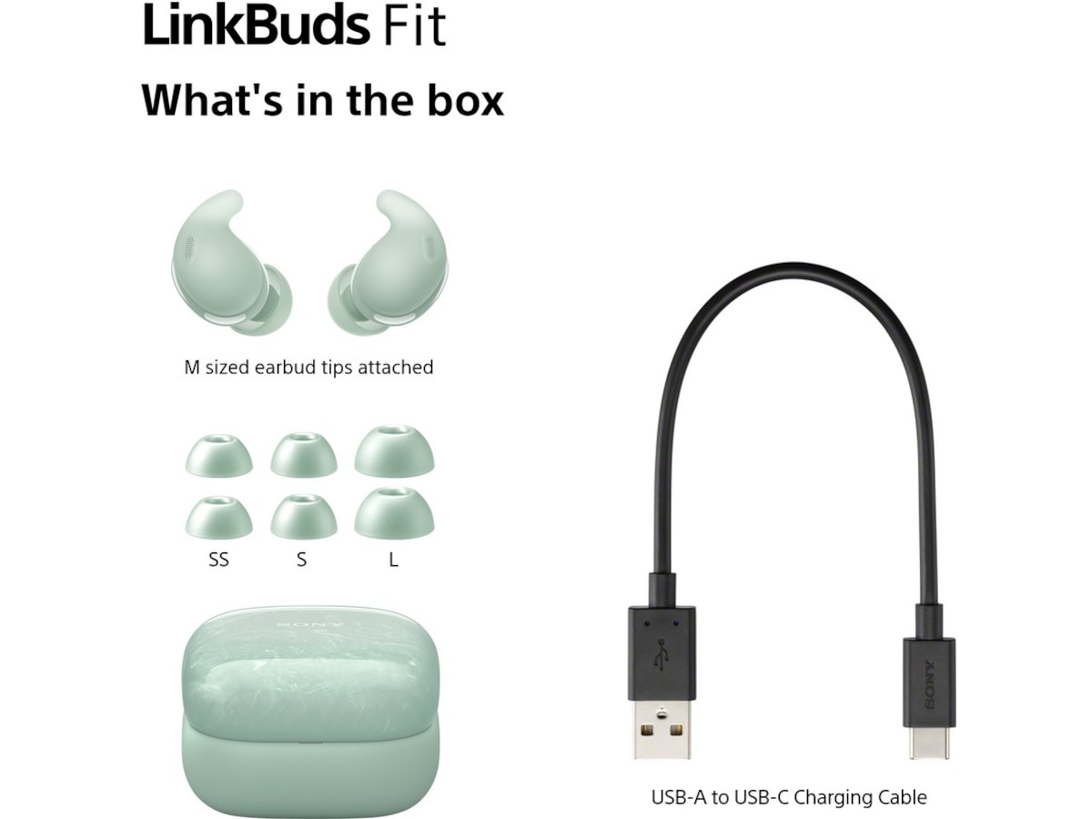 Sony Linkbuds Fit trådlösa öronsnäckor, In-Ear (grön) In-ear hörlurar
