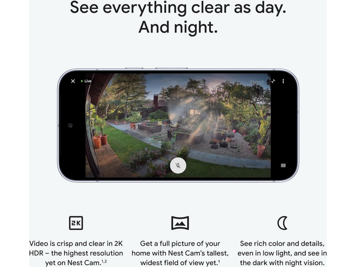 Google Nest Cam utendørs 2. gen (med ledning, hvit) Övervakningskamera