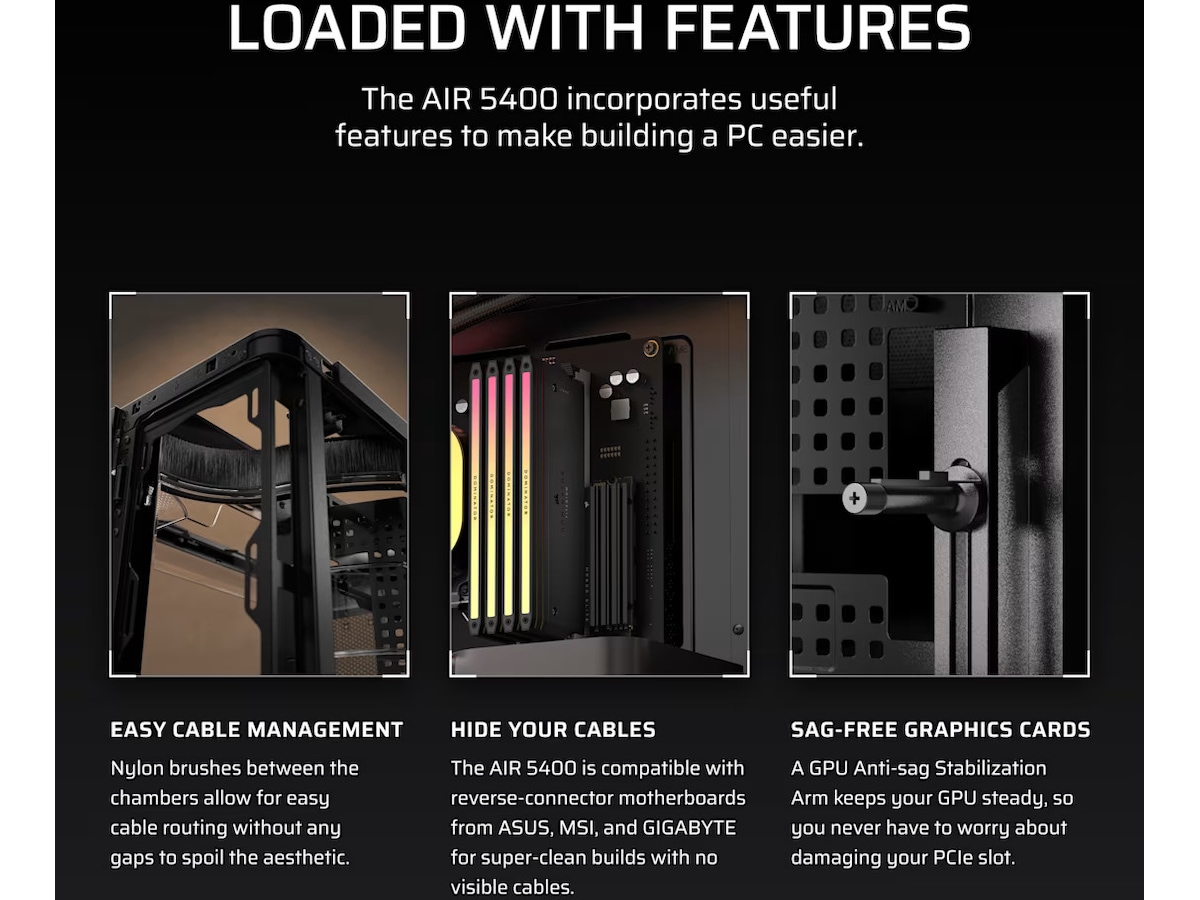 Corsair AIR 5400 RS-R ARGB Triple Chamber Mid Tower (svart) Midi tower