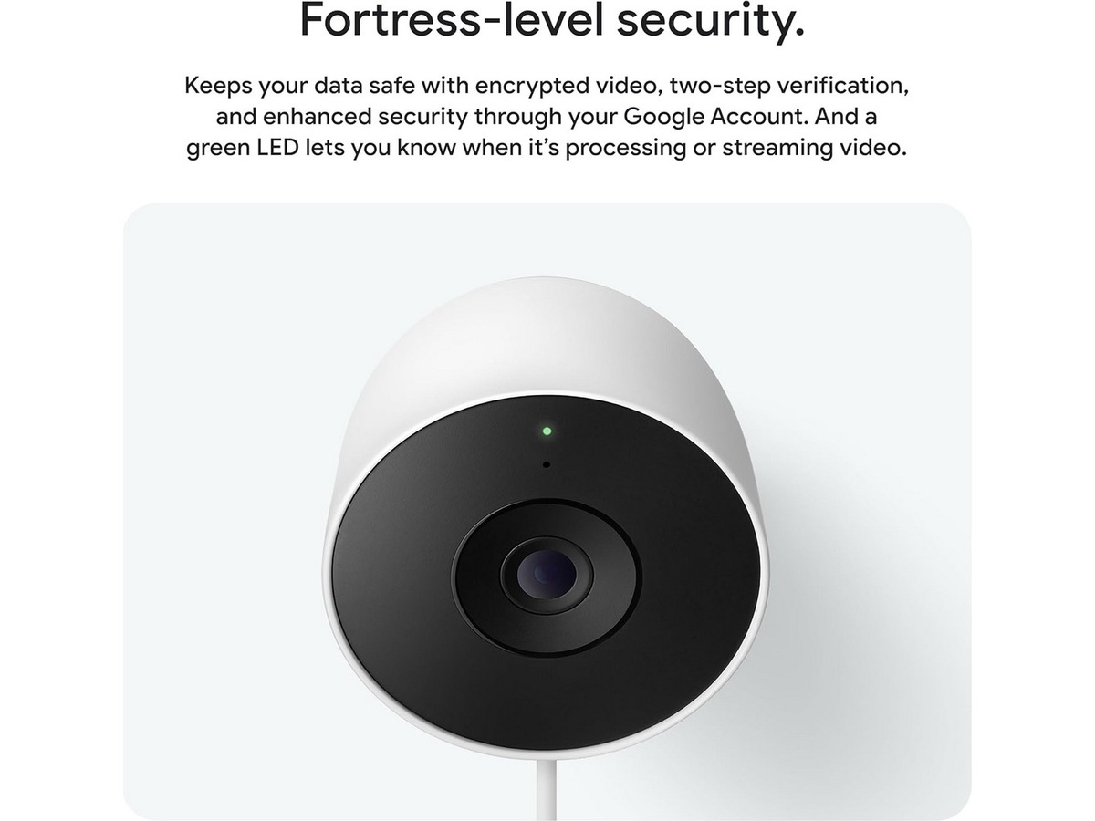 Google Nest Cam utendørs 2. gen (med ledning, hvit) Övervakningskamera