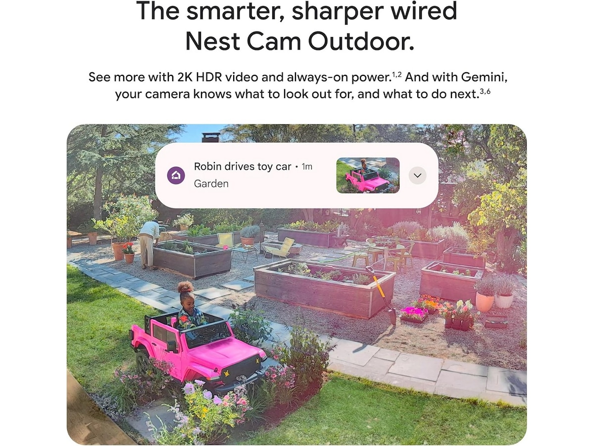 Google Nest Cam utendørs 2. gen (med ledning, hvit) Övervakningskamera