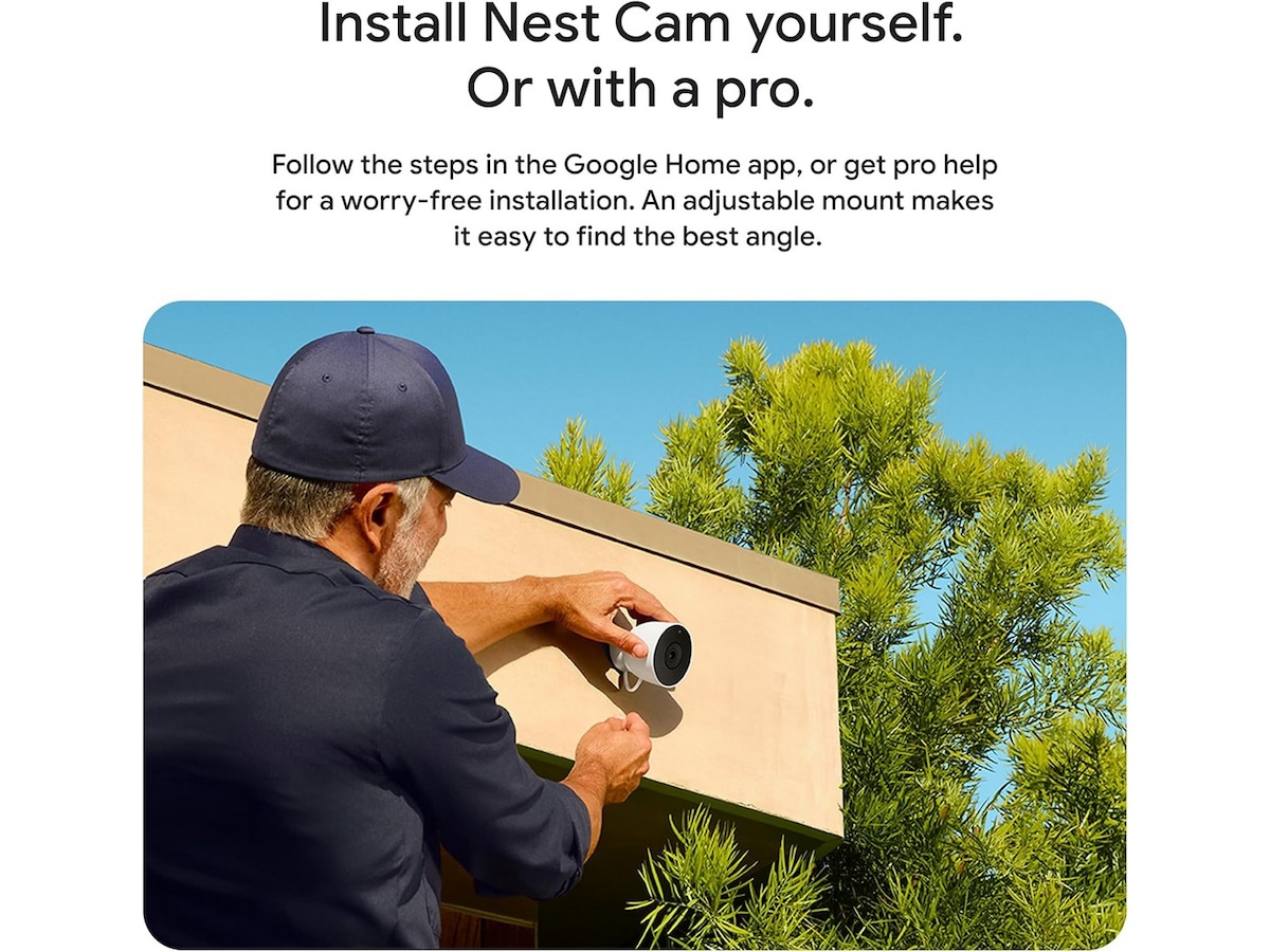Google Nest Cam utendørs 2. gen (med ledning, hvit) Övervakningskamera