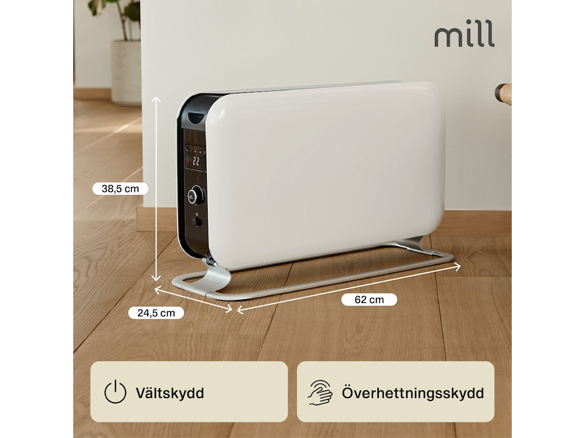 Mill Instant Max golvvärmare 2200W LED (vit) Fristående element
