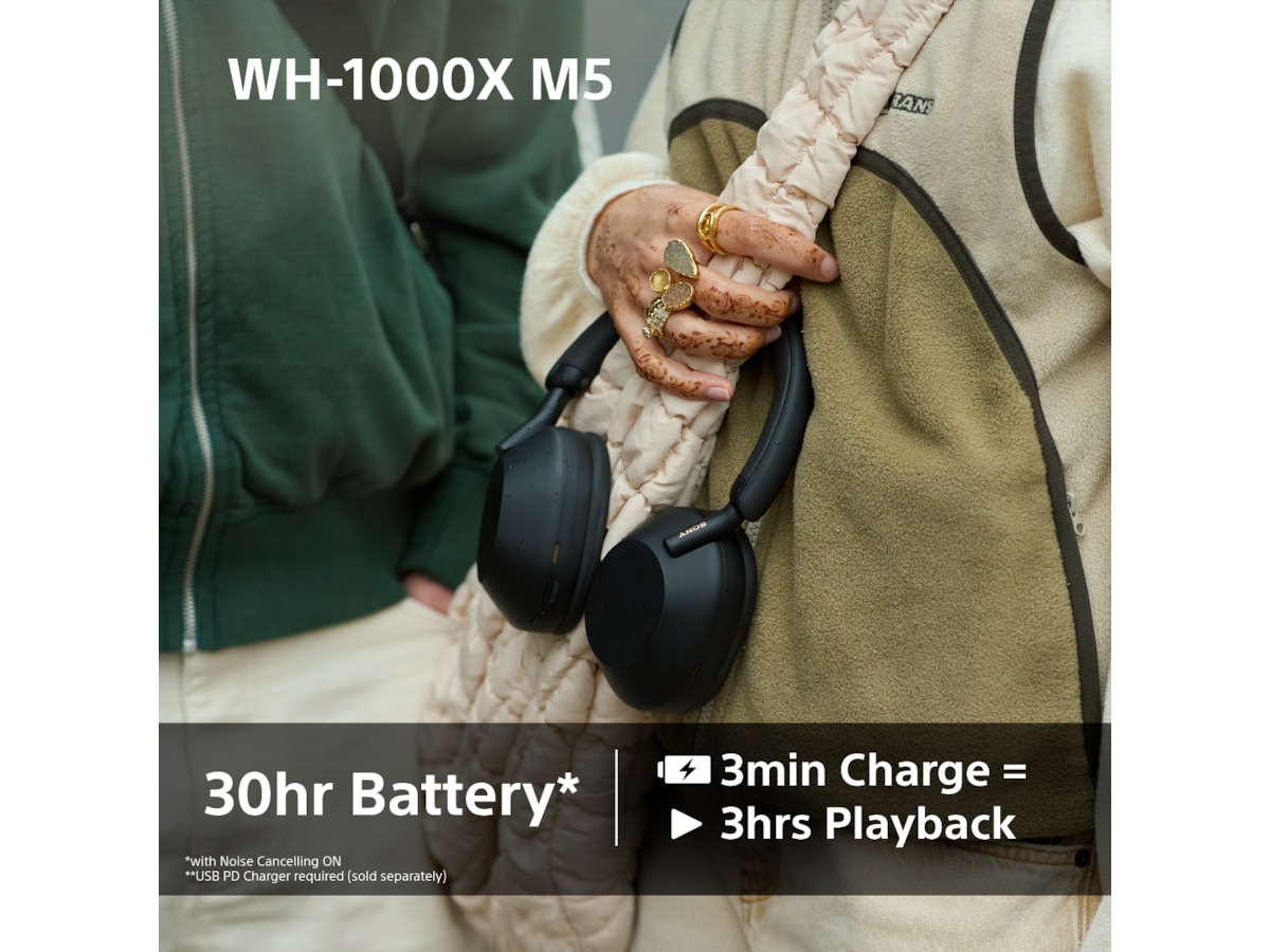 Sony WH-1000XM5 trådlösa hörlurar, Over-Ear (svart) Hörlurar