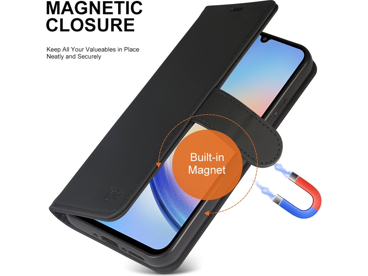 iiglo Galaxy A34 5G Plånboksfodral (svart) Skydd