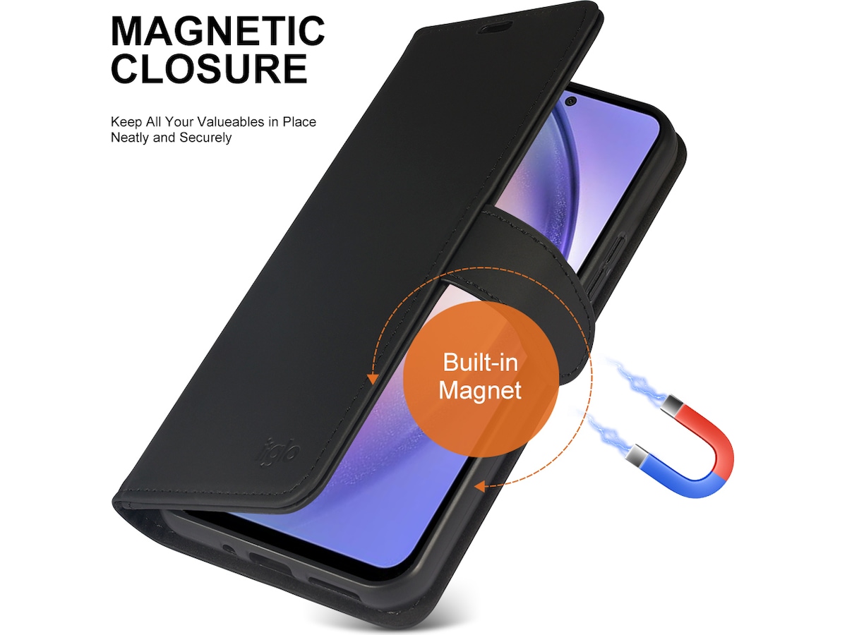 iiglo Galaxy A54 5G Plånboksfodral (svart) Skydd