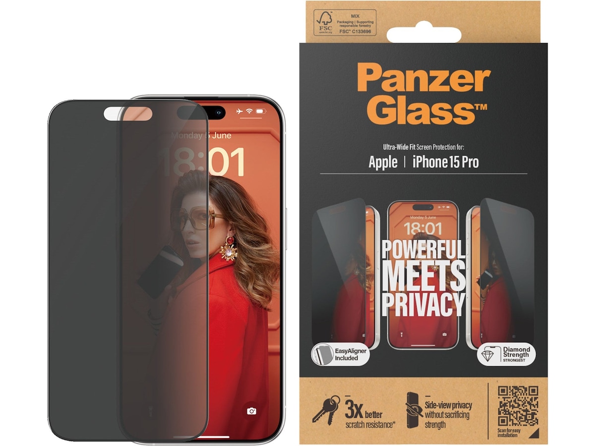 Panzerglass iPhone 15 Pro Privacy Skärmskydd Skärmskydd