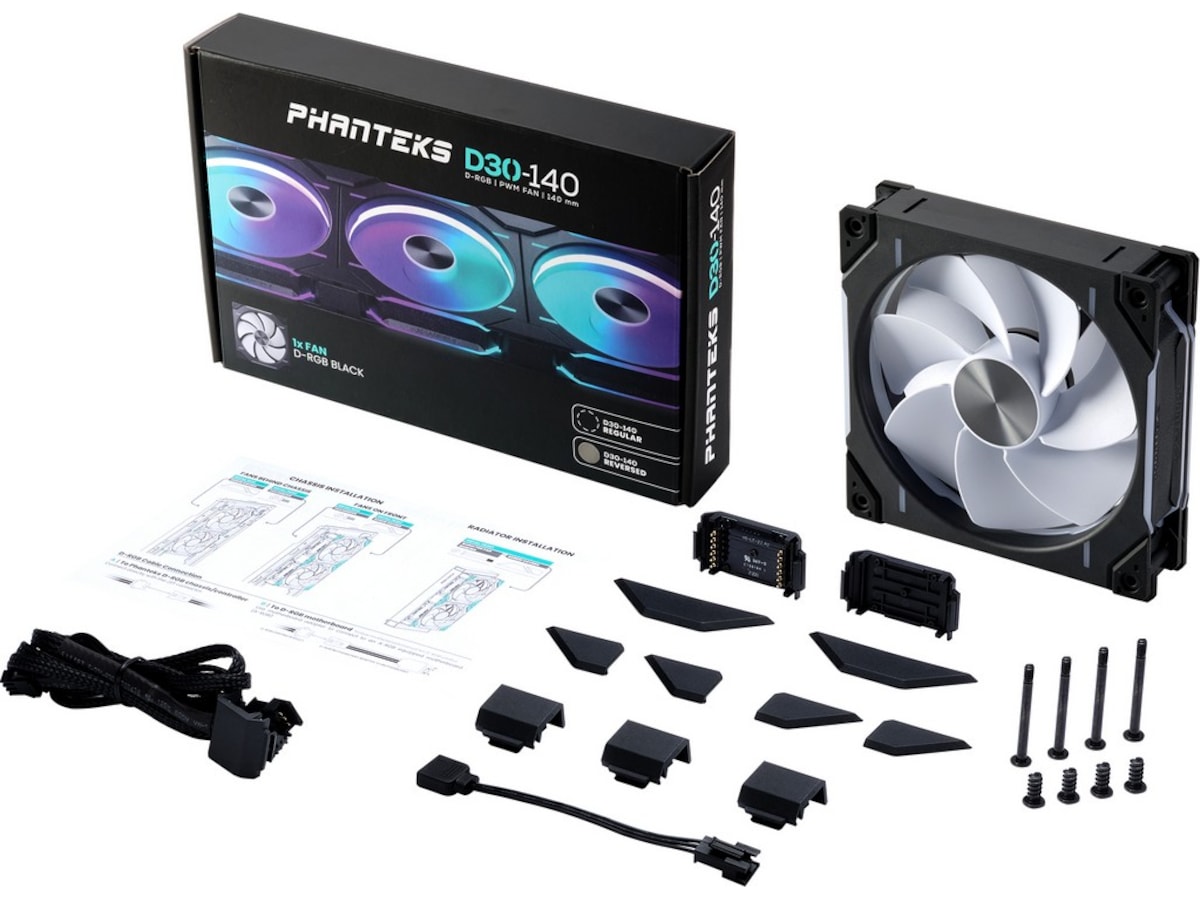 Phanteks D30 140mm PWM DRGB Reverse Fläkt (svart) Fläkt