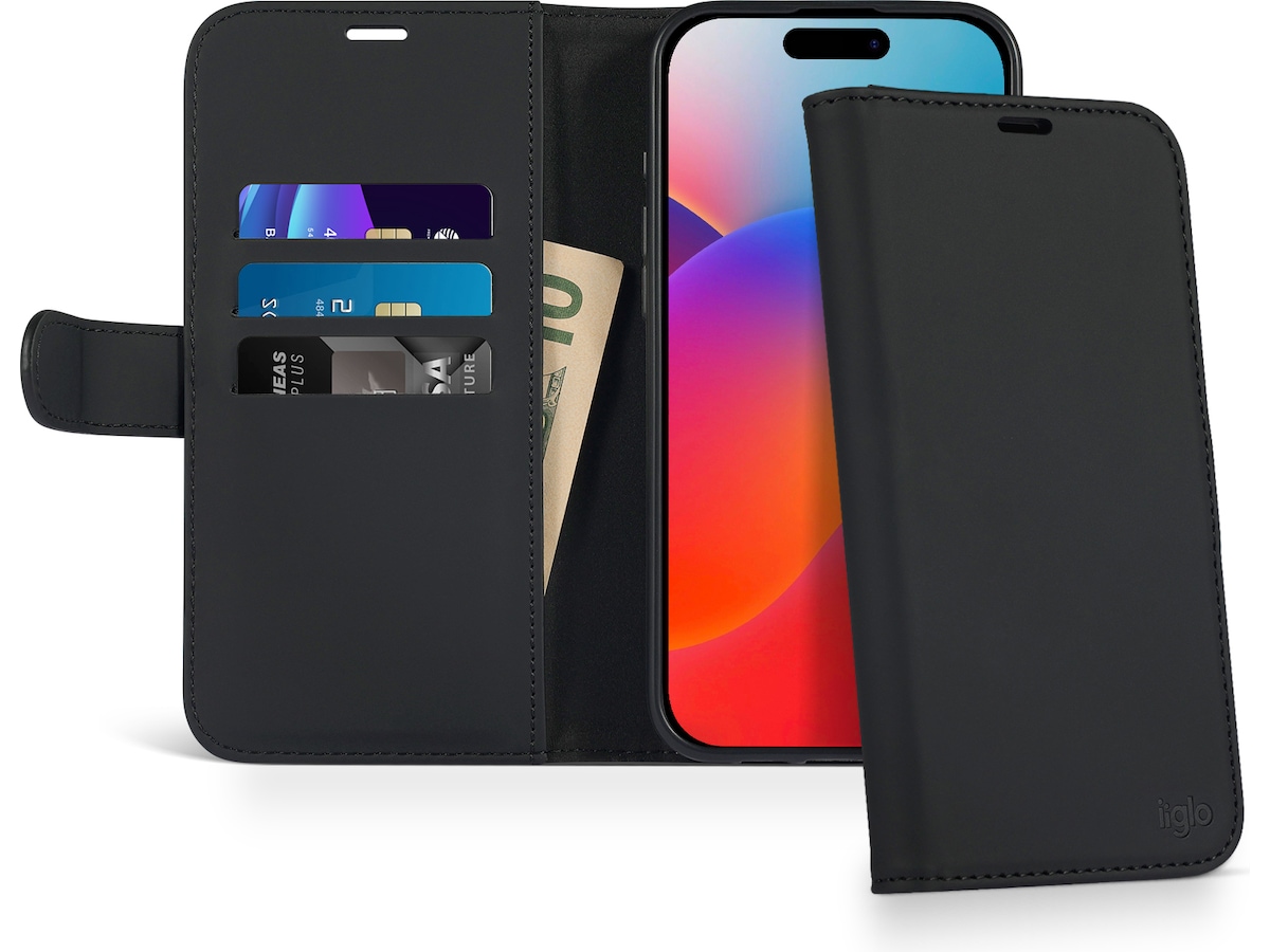 iiglo iPhone 16 Pro Plånboksfodral (svart) Skydd
