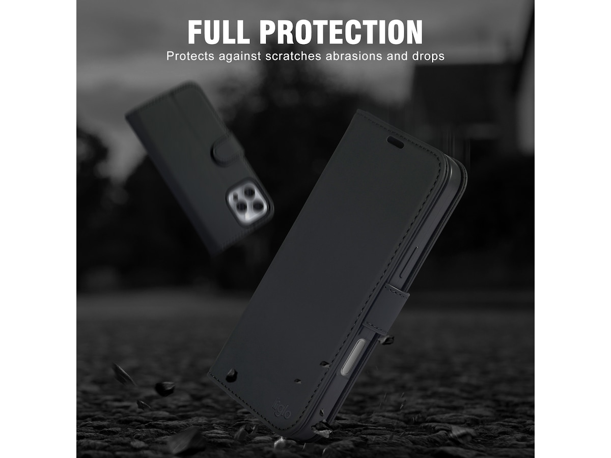 iiglo iPhone 16 Pro Plånboksfodral (svart) Skydd