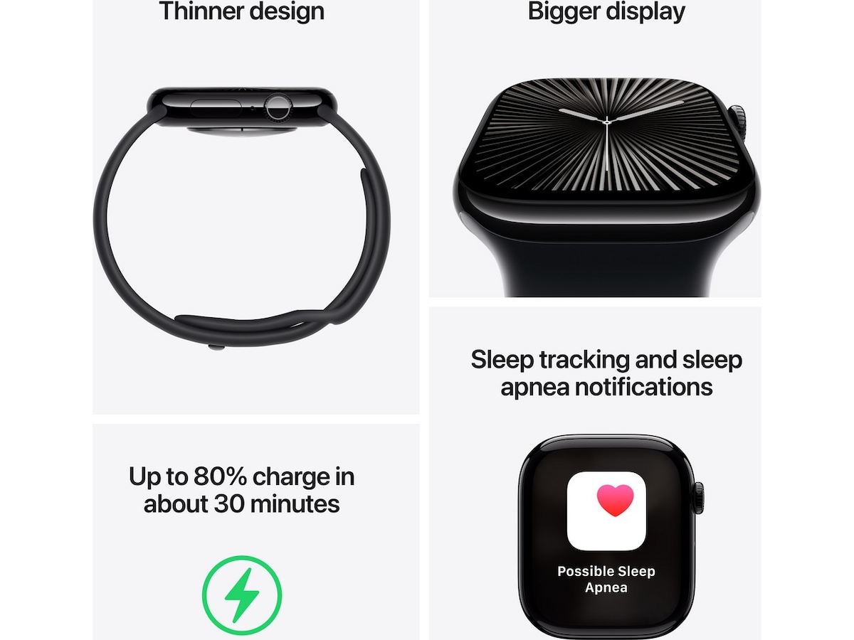 Apple Watch Series 10 46mm GPS + LTE Aluminium (gagatsvart) Smartwatches