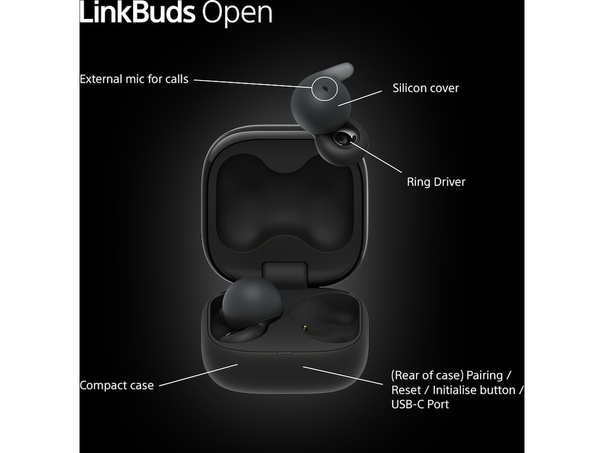 Sony Linkbuds Open True Wireless öronproppar (svart) In-ear hörlurar