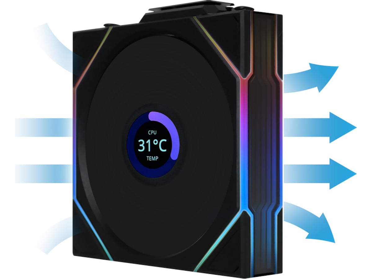 Lian Li UNI FAN TL Wireless LCD Reverse 3pk (svart) Fläkt