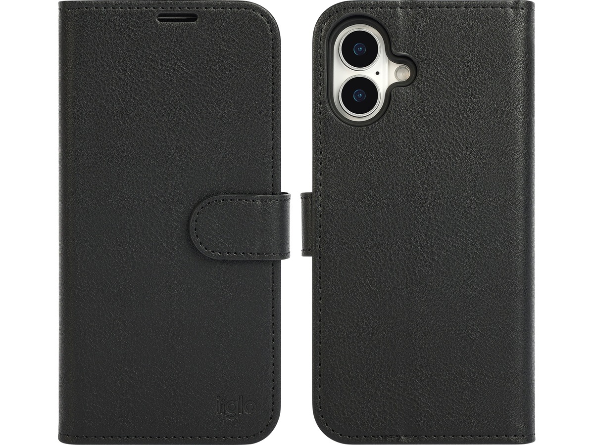 iiglo iPhone 16 Plus 2-i-1 Plånboksfodral (svart) Skydd