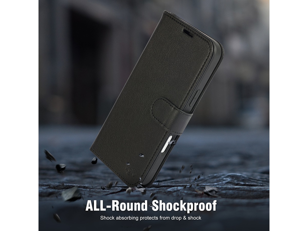 iiglo iPhone 16 Plus 2-i-1 Plånboksfodral (svart) Skydd