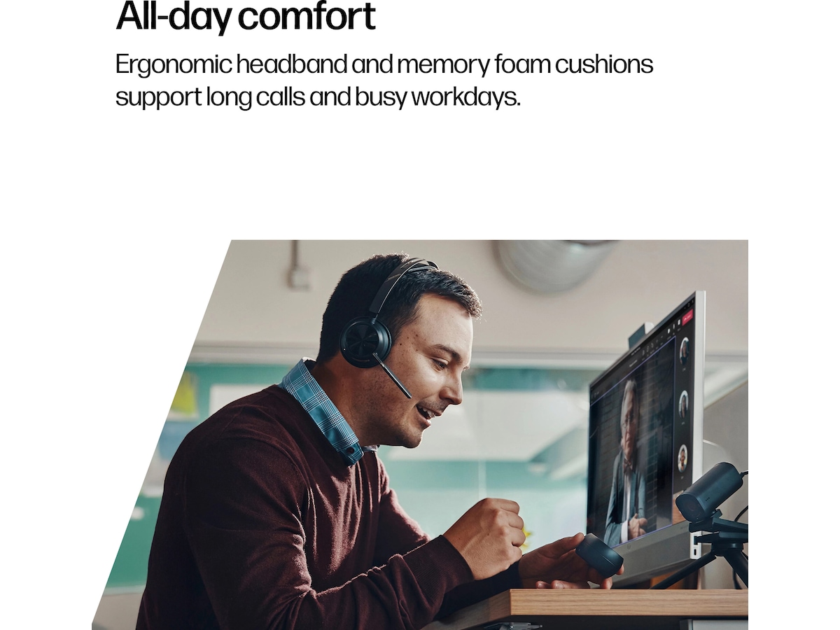 Poly Voyager Focus 2 MS USB-C Headset med laddningsstativ Headset trådlöst