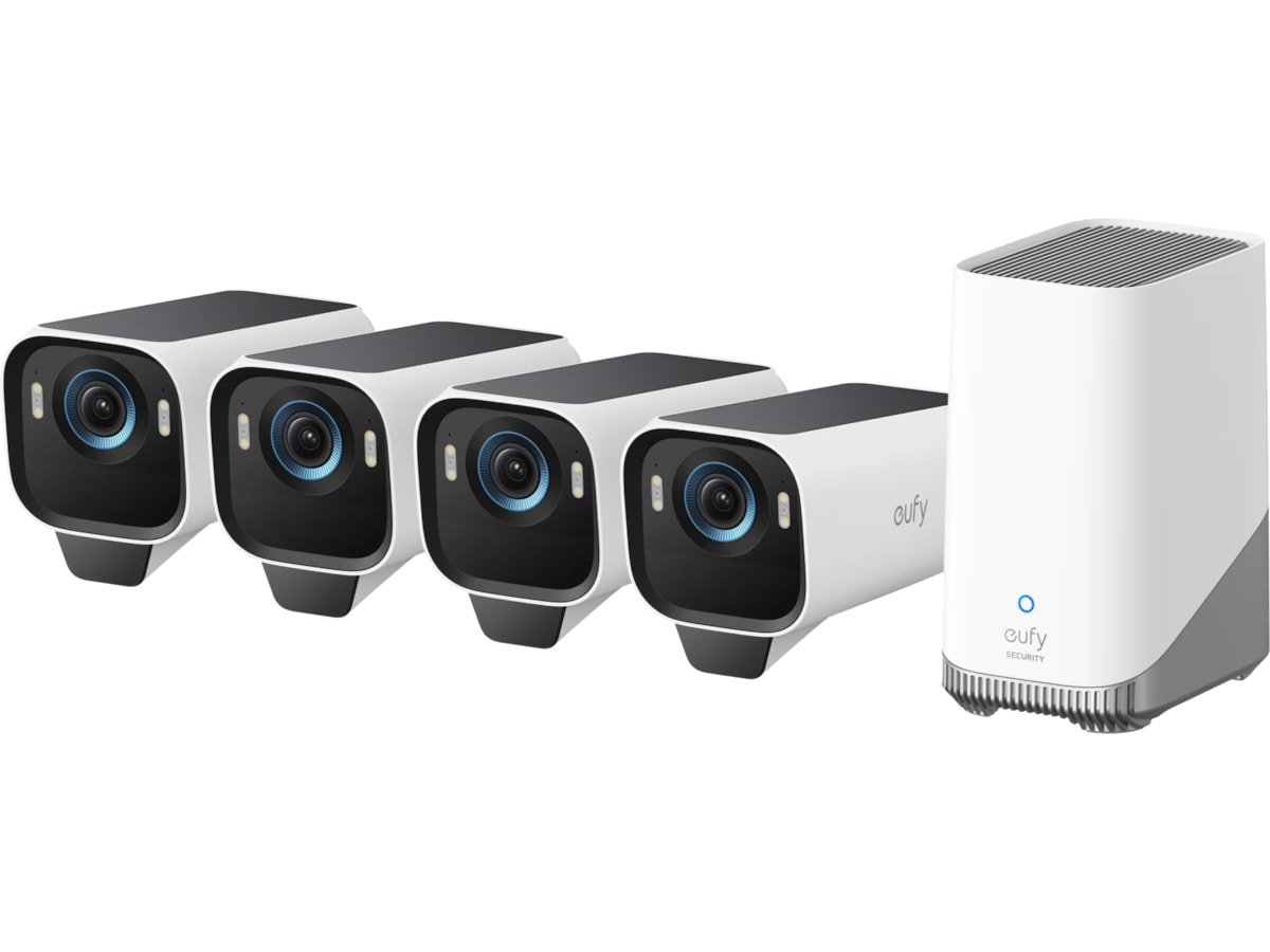 Eufy eufyCam S3 Pro övervakningskamera Kit 4 pack + HomeBase S380 Övervakningskamera