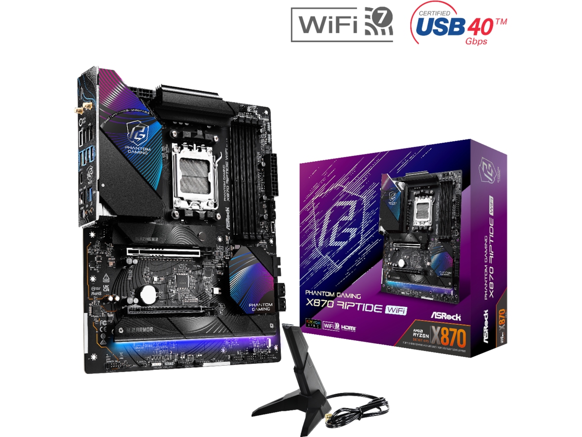 ASRock X870 Phantom Gaming Riptide WiFi Moderkort -B-Grade Demo moderkort