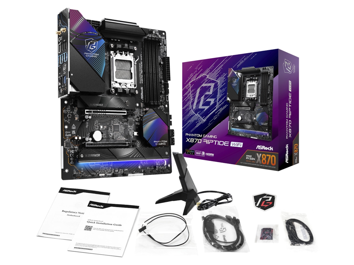 ASRock X870 Phantom Gaming Riptide WiFi Moderkort -B-Grade Demo moderkort