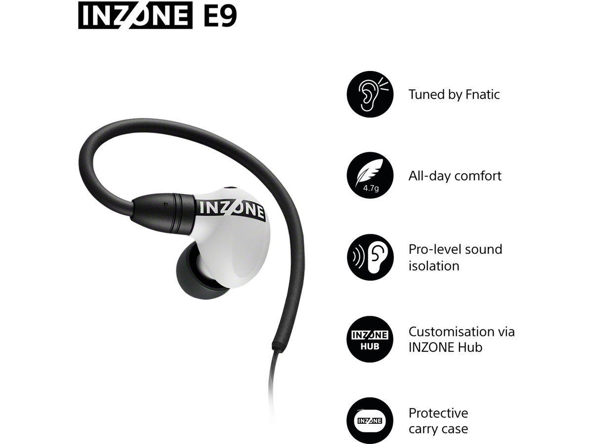 Sony INZONE E9 In-Ear Gaming Headphones, White In-ear hörlurar
