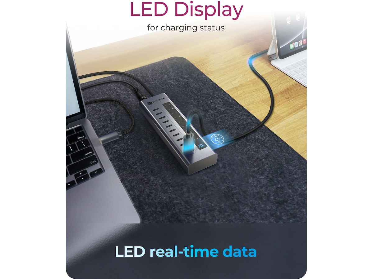 ICY BOX 10-portars USB Type-C® Gen 2 Hub Dockningsstation och USB-hub