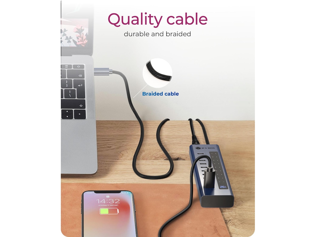 ICY BOX 10-portars USB Type-C® Gen 2 Hub Dockningsstation och USB-hub