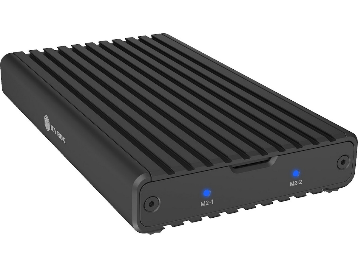 Icy Box 2 fack M.2 PCIe NVMe-kabinett Externa Chassi