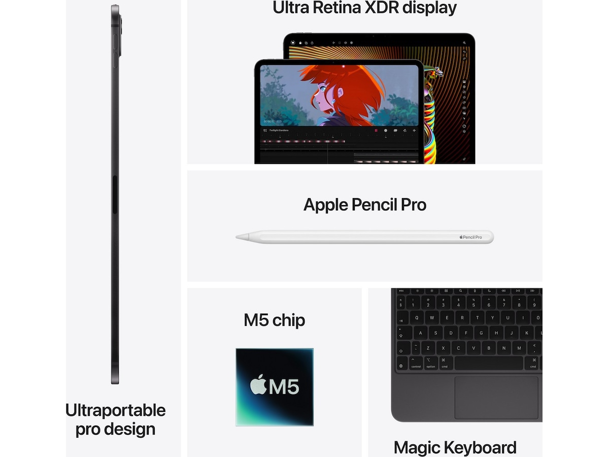 13-inch iPad Pro Wi‑Fi 512GB with standard glass - Silver Surfplattor