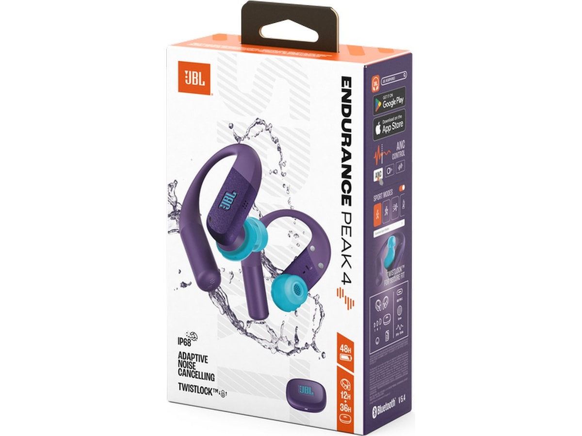 JBL Endurance PEAK 4 True Wireless Hörlurar, in-ear (lila) In-ear hörlurar