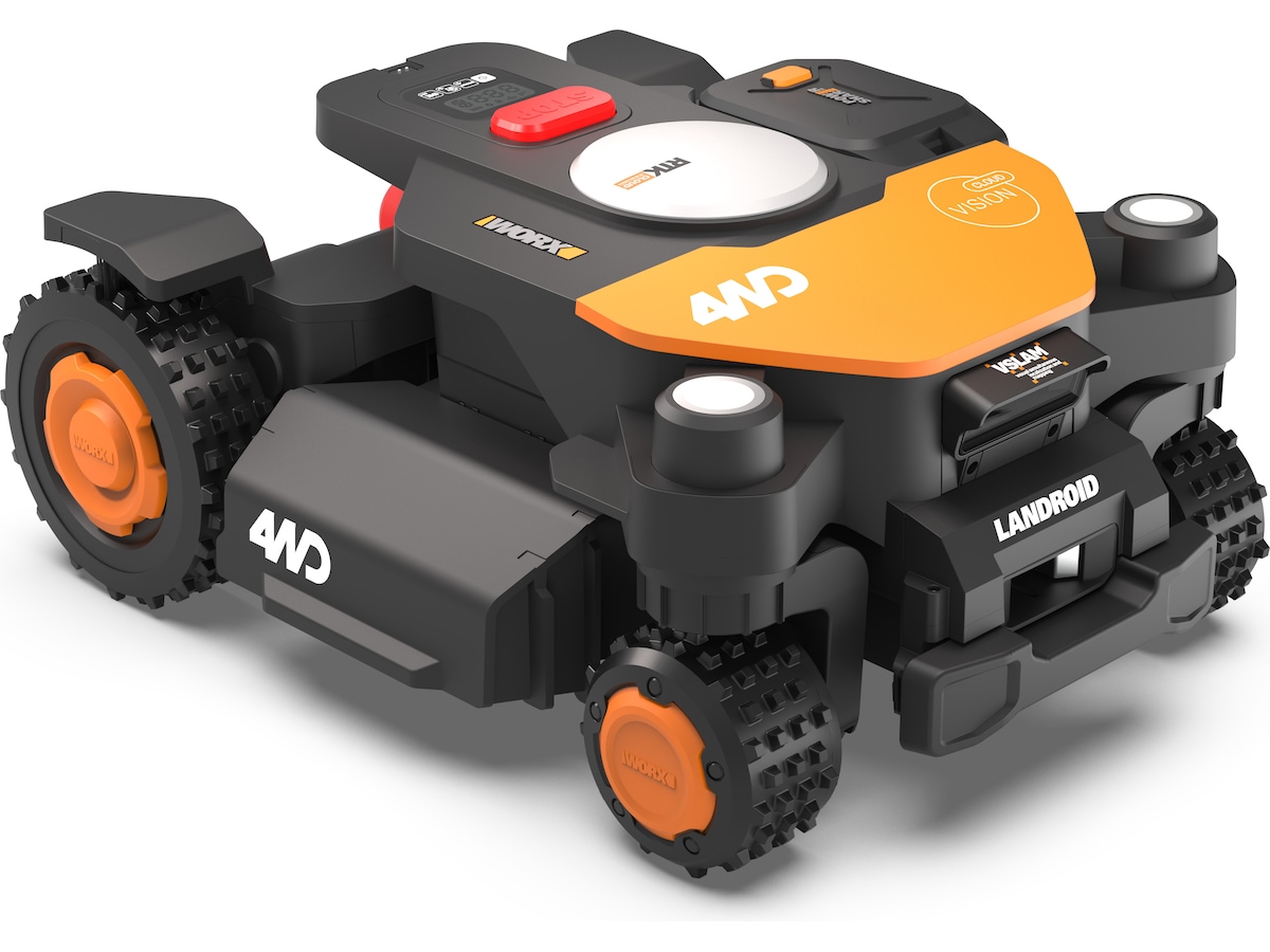 Worx WR342E  Kraftfull fyrhjulsdriven gräsklippare med AI-kamera Robotgräsklippare