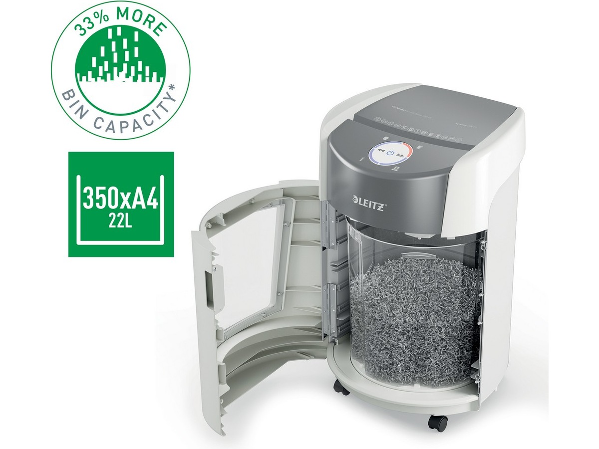 Leitz Dokumentförstörare IQ OptiMax Small Office 350 Mikroskärning P5 ...