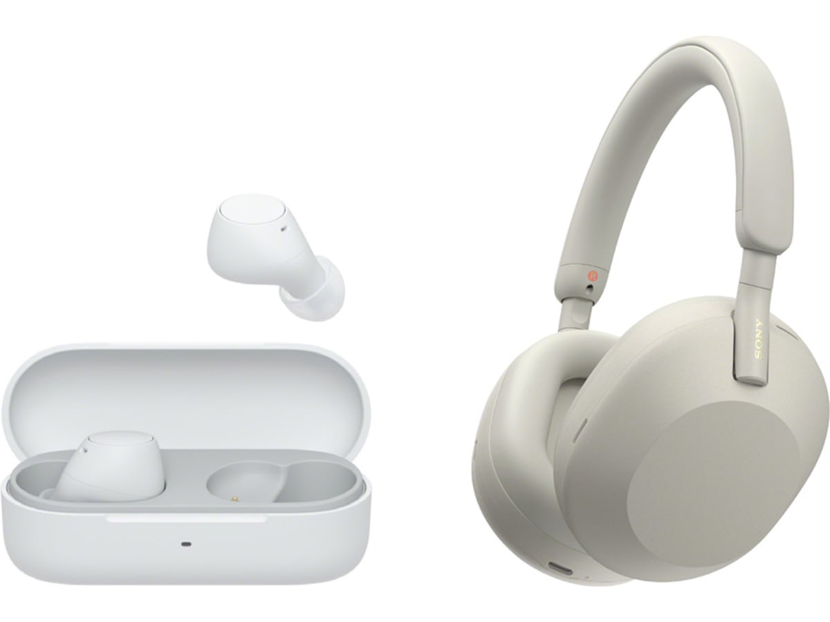 Sony WH-1000XM5 trådlösa hörlurar, Over-Ear (silver) + WF-510 Buds Hörlurar