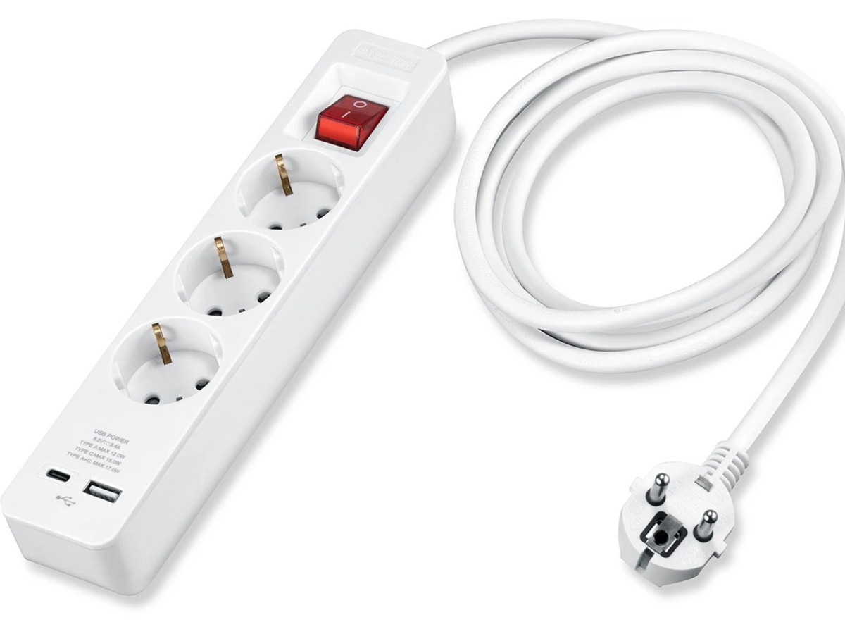 Andersson grenuttag 3x uttag och 2x USB 1,5m (vit) 2-pack Förlängningskabel & förgrening