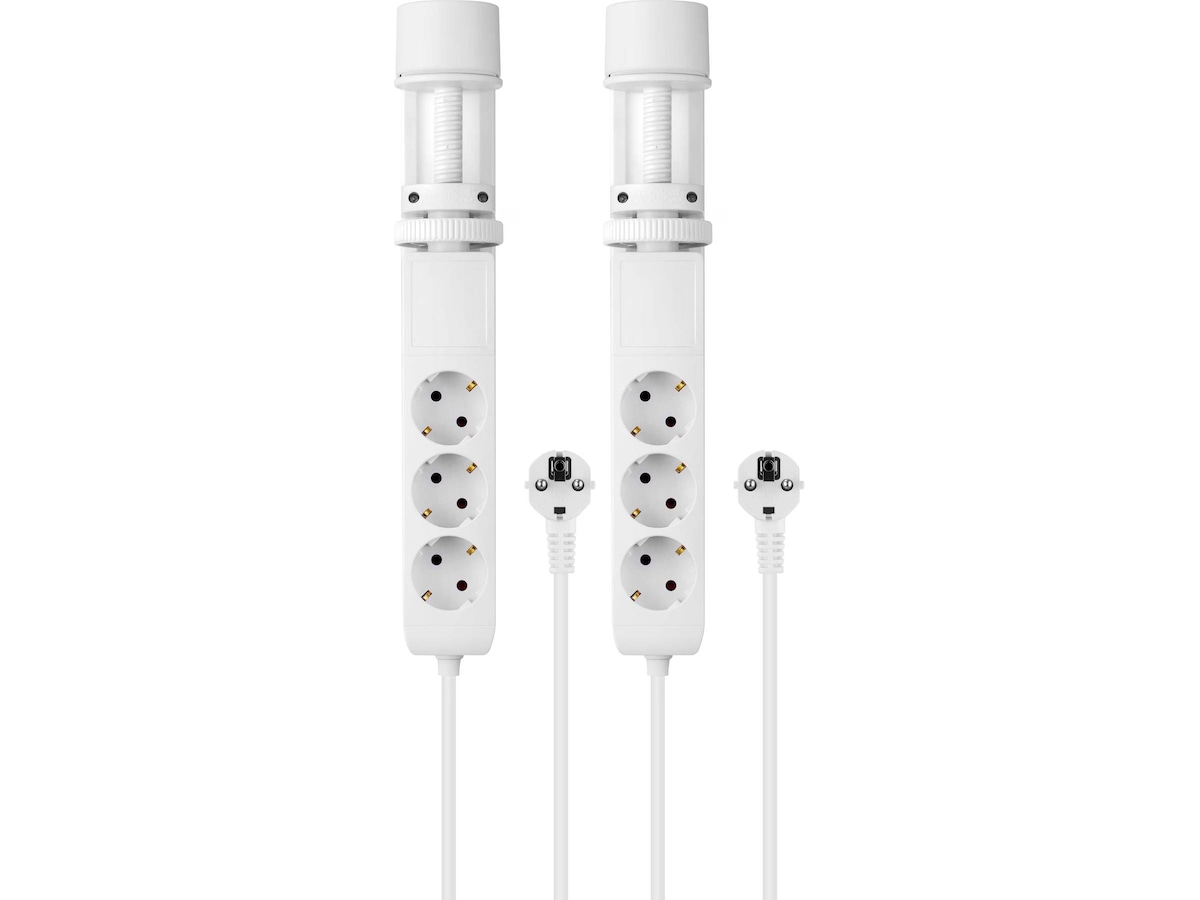 Andersson 6-i-1 grenuttag 3x uttag och USB med skrivbordsfäste (vit) 2-pack Förlängningskabel & förgrening