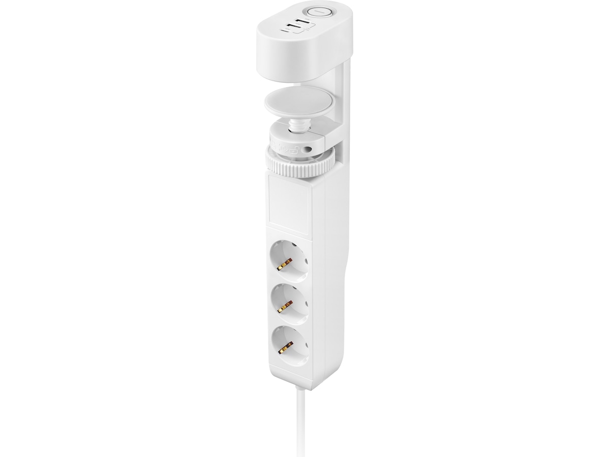 Andersson 6-i-1 grenuttag 3x uttag och USB med skrivbordsfäste (vit) 2-pack Förlängningskabel & förgrening
