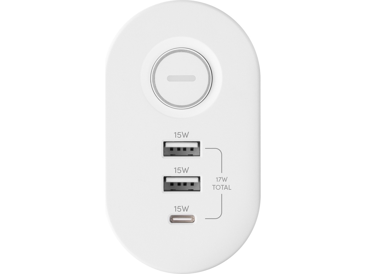 Andersson 6-i-1 grenuttag 3x uttag och USB med skrivbordsfäste (vit) 2-pack Förlängningskabel & förgrening