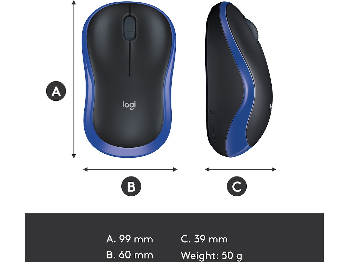 Logitech M185 Trådlös Mus Blå Mus